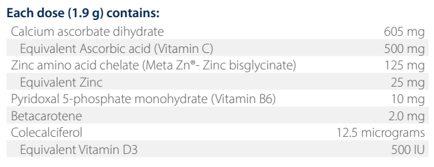 Meta Zinc With Vitamin C Orange Flavour 114g- Metagenics