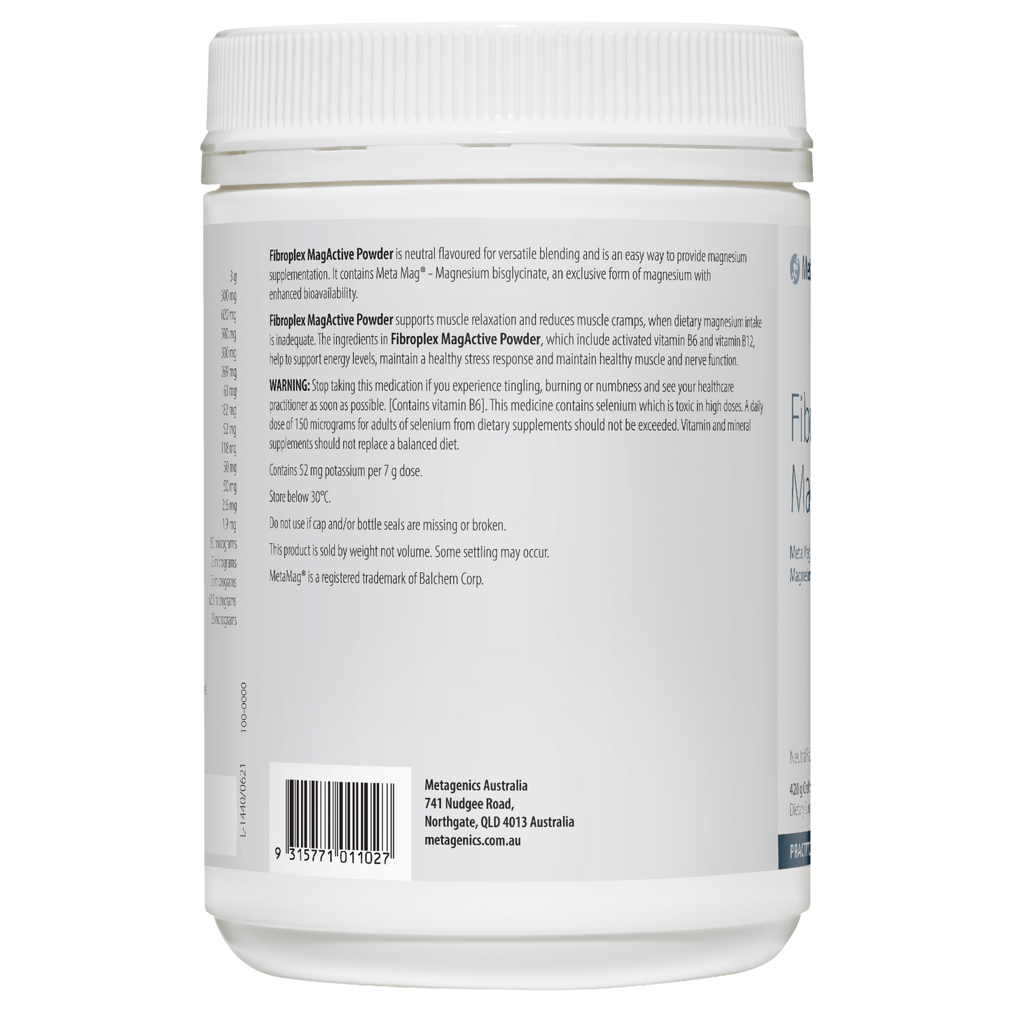 Fibroplex MagActive Powder (Neutral) 420g- Metagenics