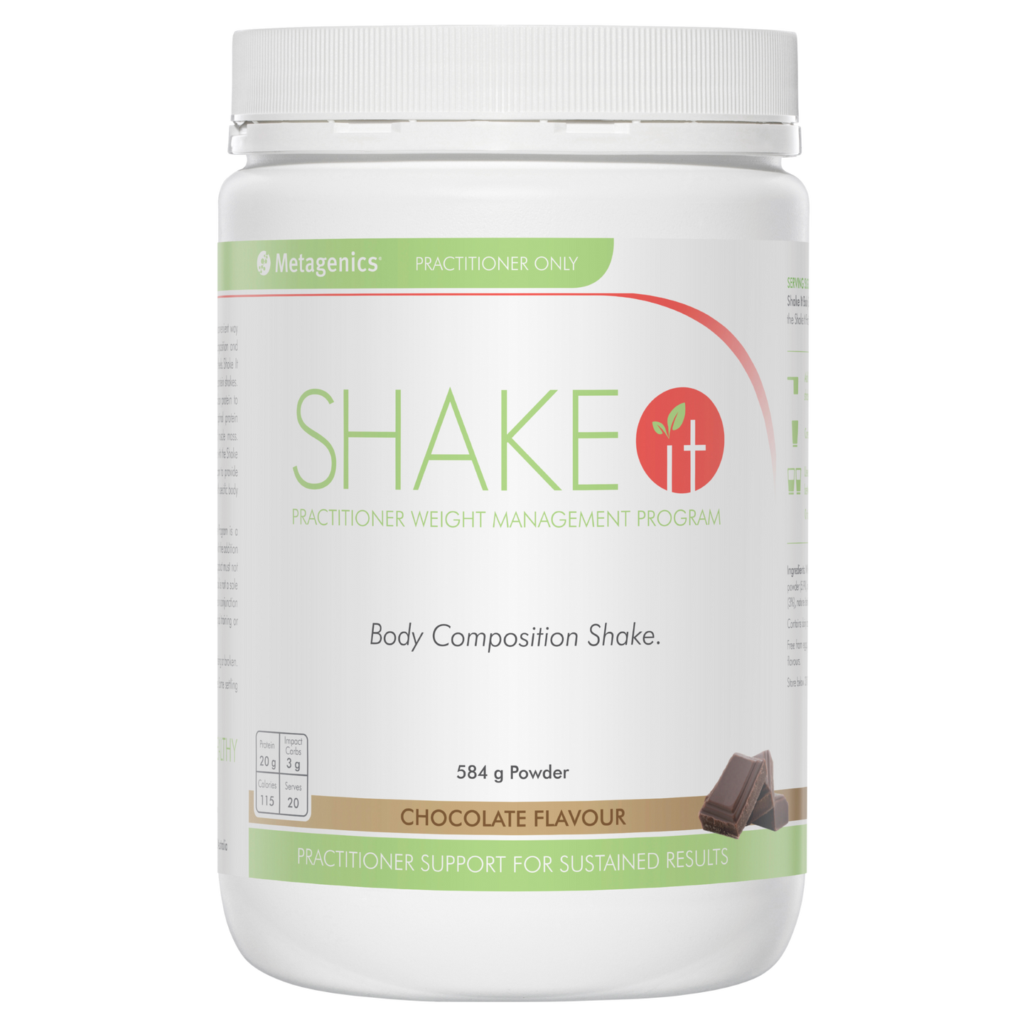 Shake It Chocolate Flavour 584g- Metagenics