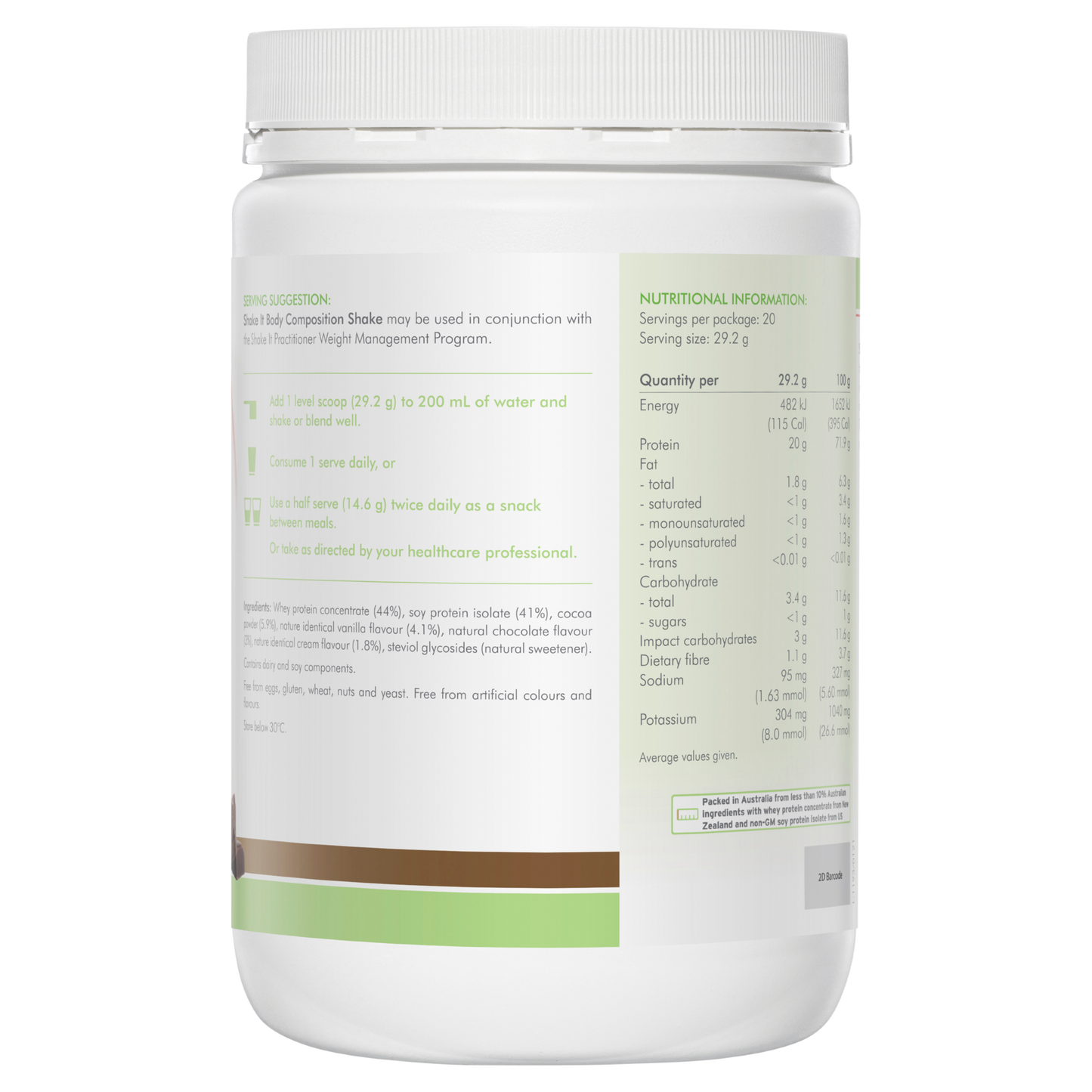 Shake It Chocolate Flavour 584g- Metagenics
