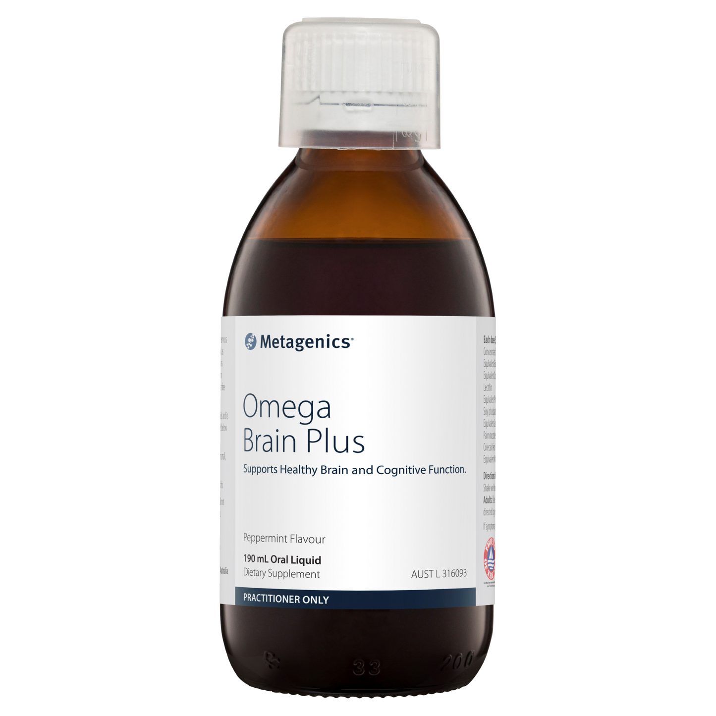 Omega Brain Plus Peppermint Flavour 190mL- Metagenics