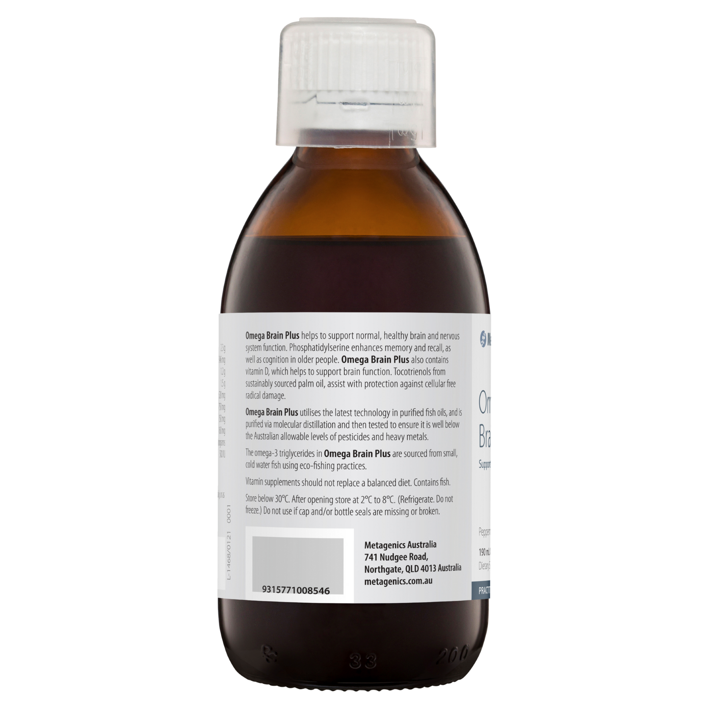 Omega Brain Plus Peppermint Flavour 190mL- Metagenics