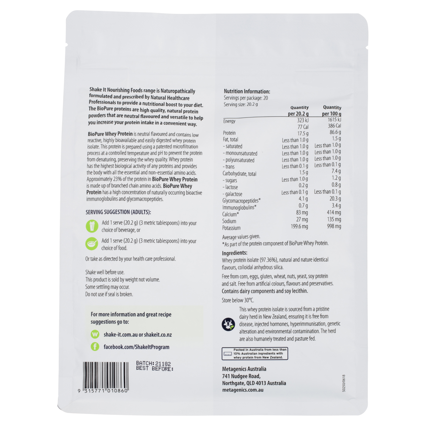 BioPure Whey Protein- Metagenics