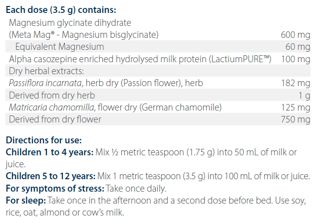 Calm Care for Kids Banana flavour 120g- Metagenics
