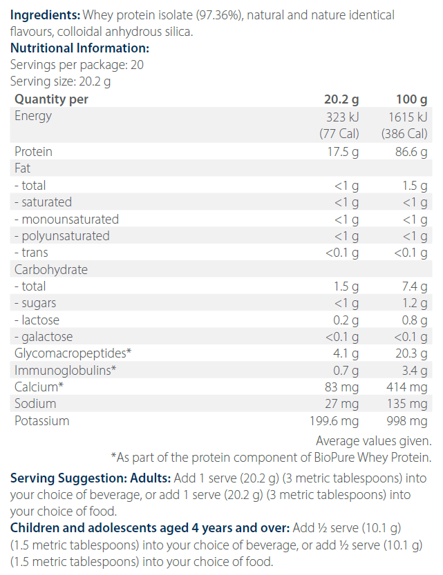 BioPure Whey Protein- Metagenics