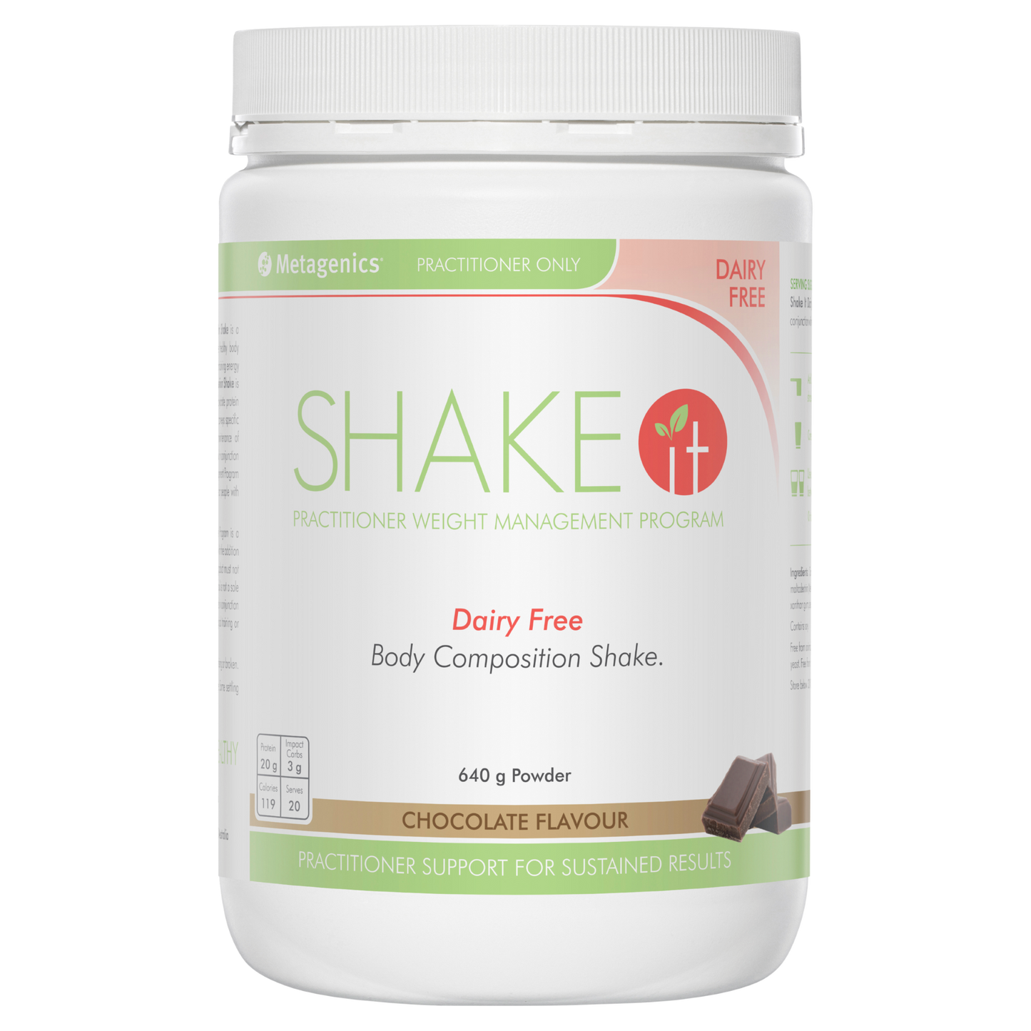 Shake It Dairy Free Chocolate Flavour 640g- Metagenics
