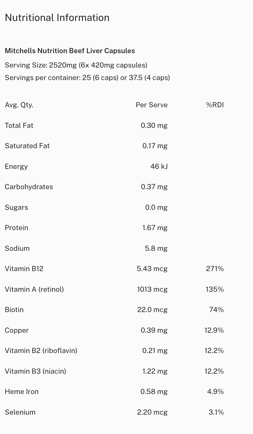 Mitchells | Beef Liver 150 Capsules 150