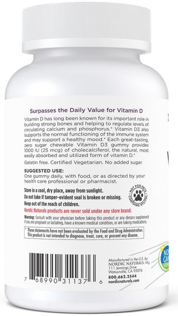 Zero Sugar Vitamin D3 Gummies - Nordic Naturals