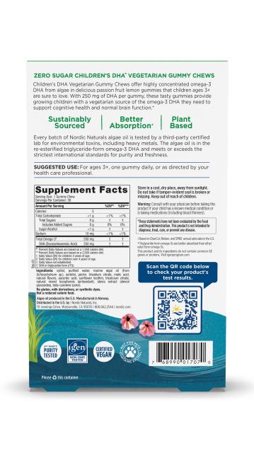 Zero Sugar Children’S DHA Vegetarian Gummy Chews - Nordic Naturals