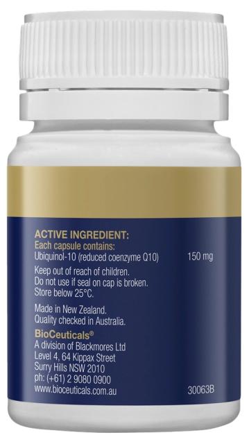 Ubiquinol BioActive 150mg, 30caps - BioCeuticals Professional