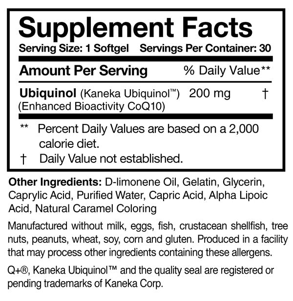 Ubiquinol Super 200 - Researched Nutritionals