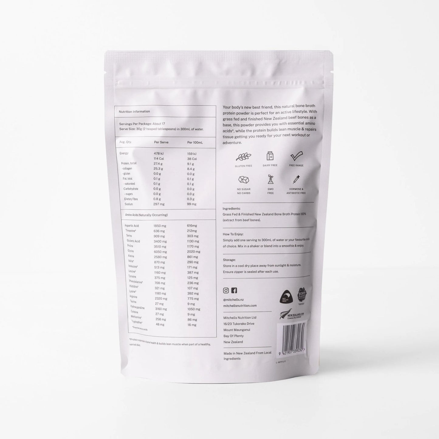 Mitchells | Bone Broth Protein Powder | Unflavoured 500g