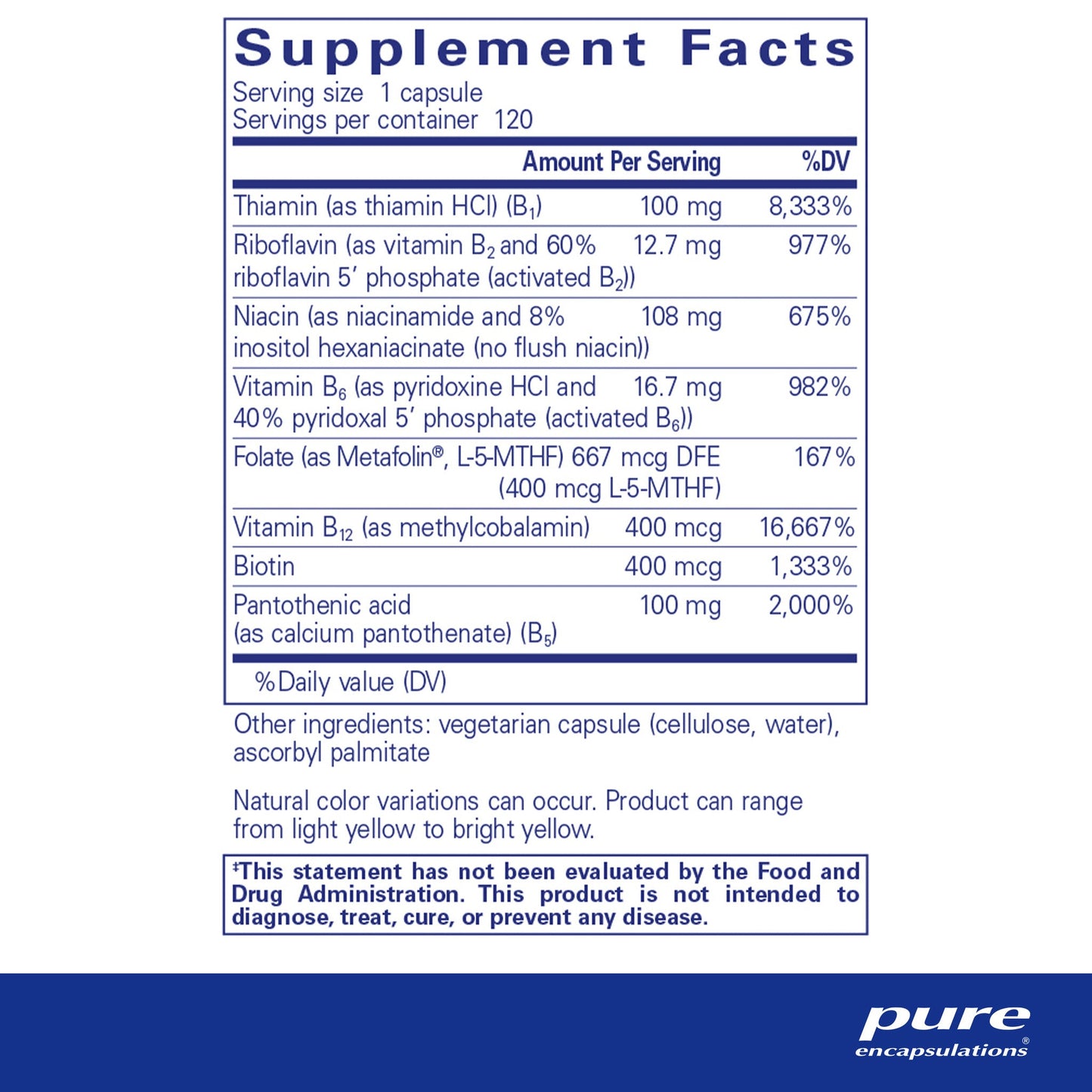 B-Complex Plus 120's- Pure Encapsulations