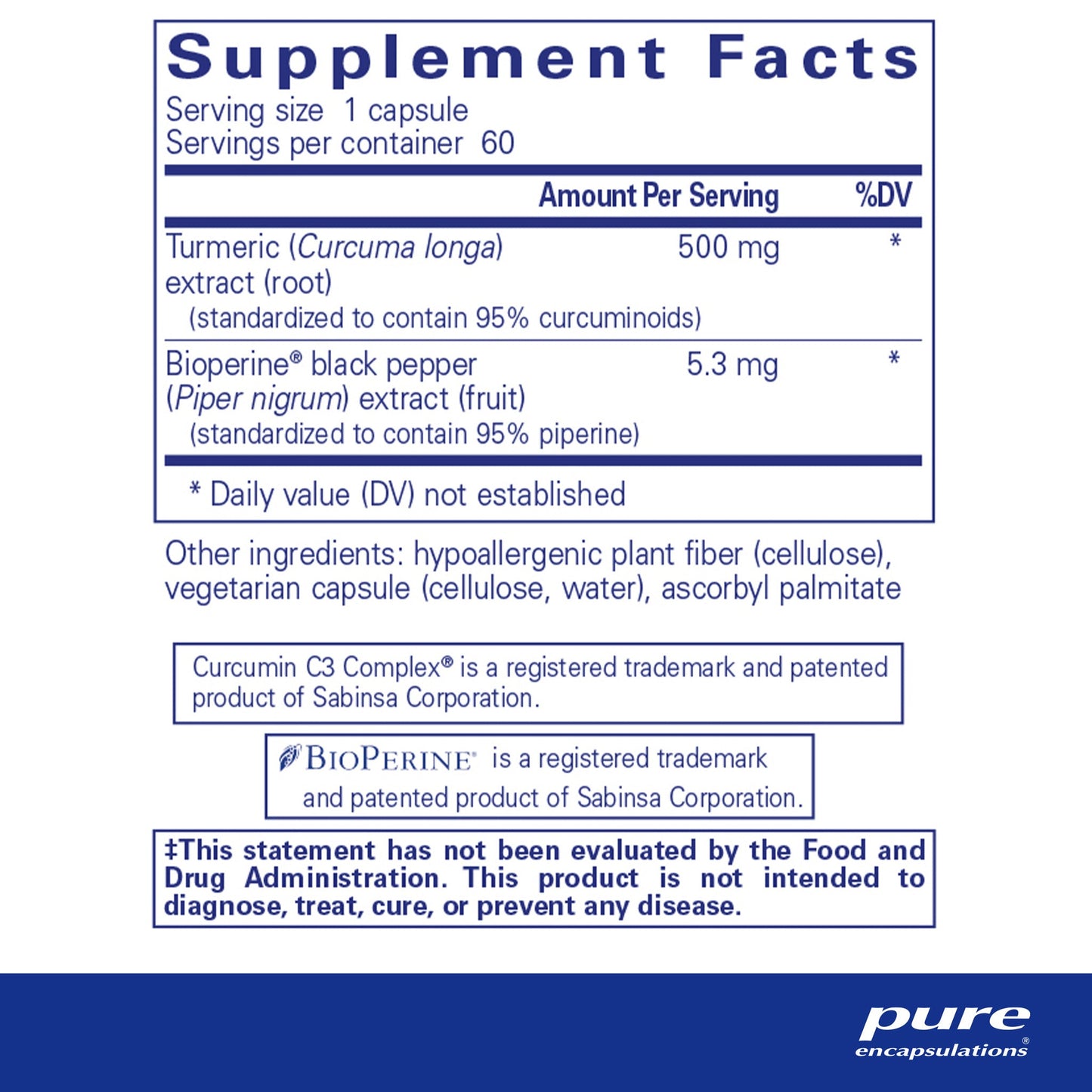 Curcumin 500 with Bioperine - Pure Encapsulations