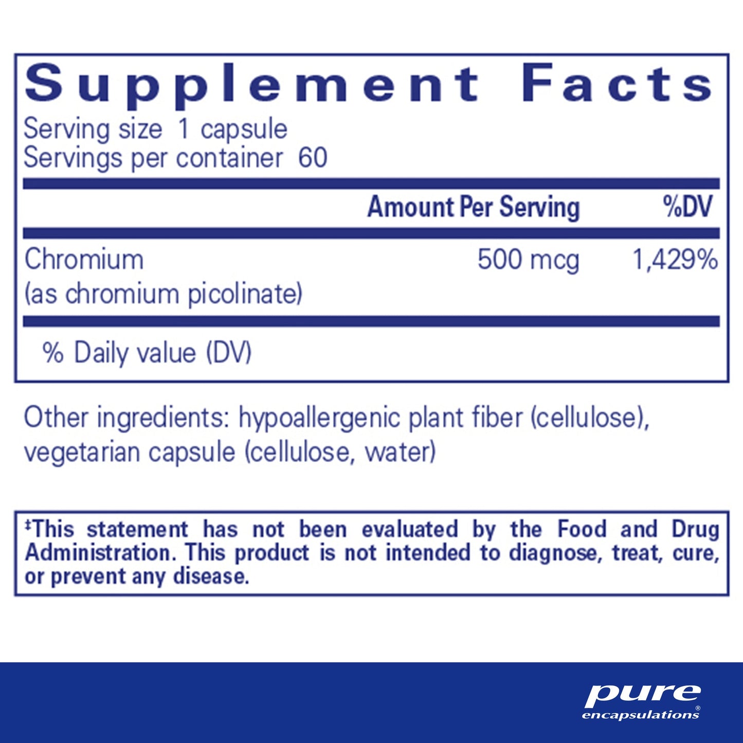 Chromium (picolinate) 500 mcg - Pure Encapsulations