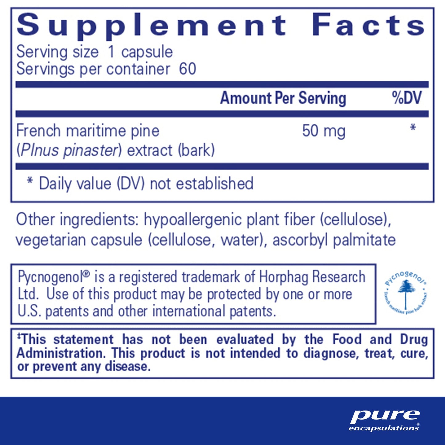 Pycnogenol (Pine Bark Extract) 50 mg - Pure Encapsulations
